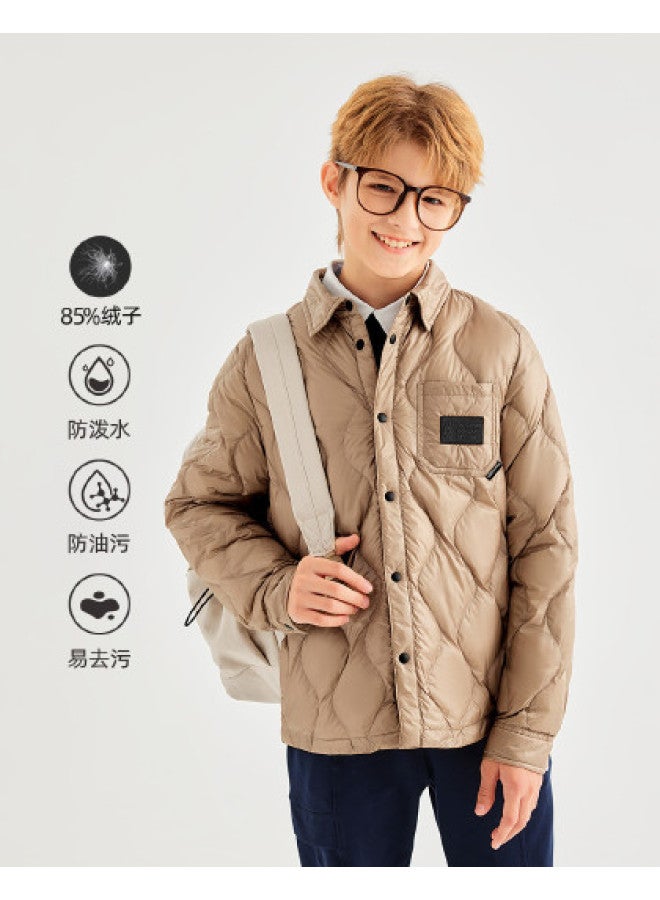 Hush Puppies School Uniform Artifact [three-proof] Boys' Winter Turn-down Collar Open-front Sports Down Jacket With Inner Warmth 85% Down Content - Image 1