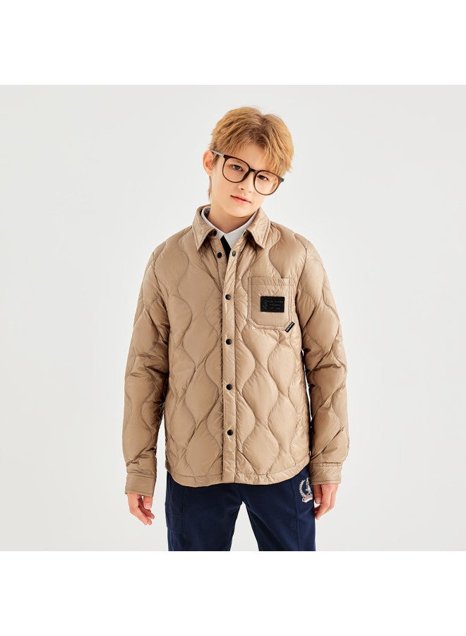 Hush Puppies School Uniform Artifact [three-proof] Boys' Winter Turn-down Collar Open-front Sports Down Jacket With Inner Warmth 85% Down Content - Image 5