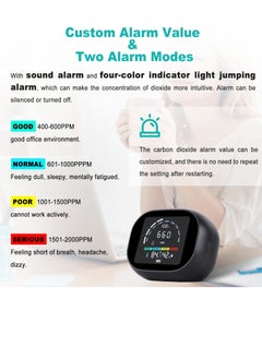Y&D CO2 Air Quality Monitor Indoor Carbon Dioxide Detector Alarm Meter 400-5000 PPM with Temperature, Humidity for Grow Tent, Car, Home, Gyms  - Image 5