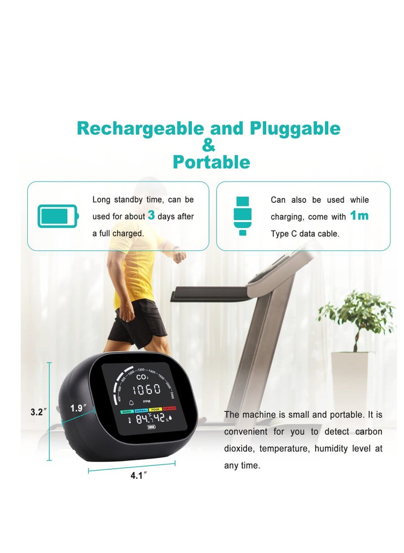 Y&D CO2 Air Quality Monitor Indoor Carbon Dioxide Detector Alarm Meter 400-5000 PPM with Temperature, Humidity for Grow Tent, Car, Home, Gyms  - Image 3