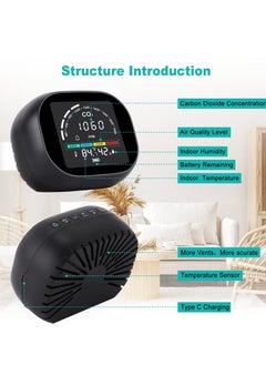 Y&D CO2 Air Quality Monitor Indoor Carbon Dioxide Detector Alarm Meter 400-5000 PPM with Temperature, Humidity for Grow Tent, Car, Home, Gyms  - Image 2