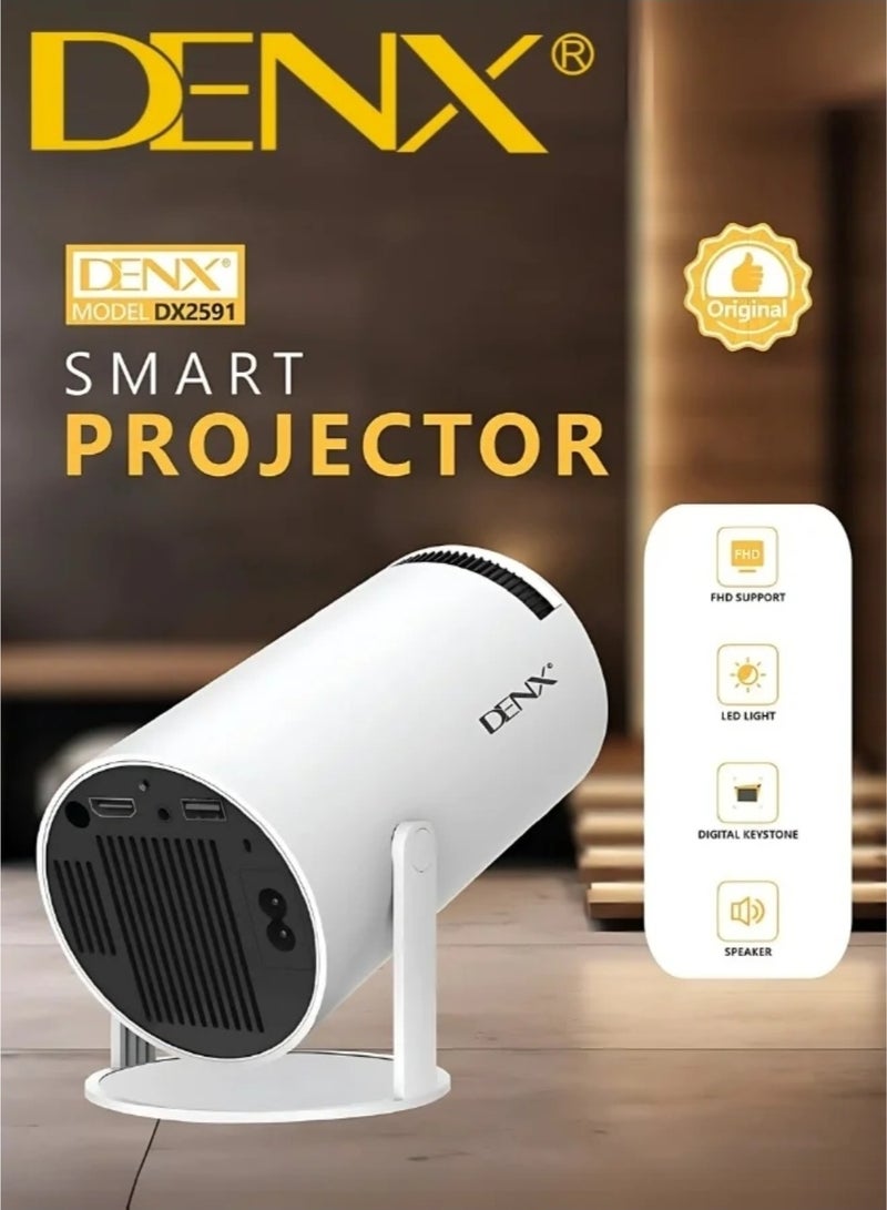 Denix Denx DX2591 Mini Portable Smart Projector, FHD 1080p resolution, built-in Wi-Fi, Android 11 system, 380-degree rotation, automatic horizontal correction, 50,000-hour LED screen lifespan, 8GB memory. - Image 3