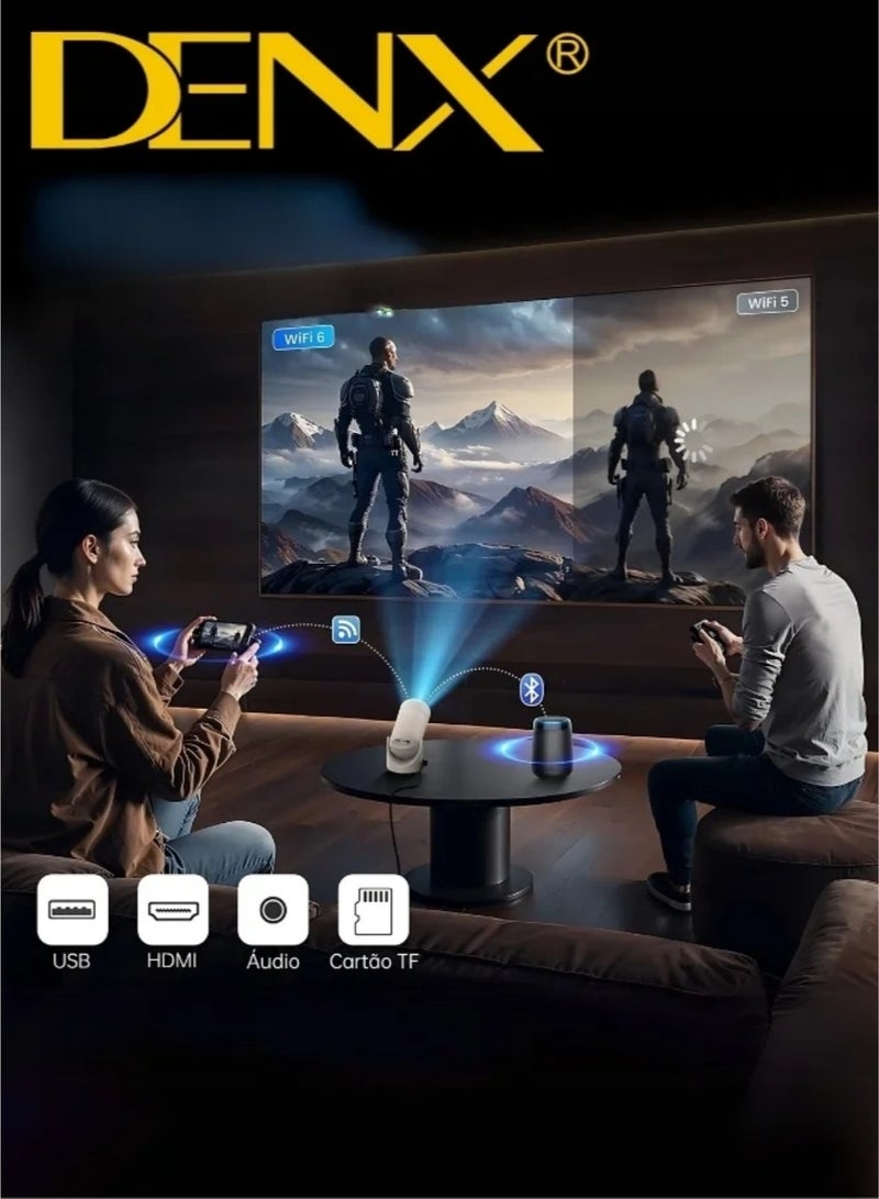 Denix Denx DX2591 Mini Portable Smart Projector, FHD 1080p resolution, built-in Wi-Fi, Android 11 system, 380-degree rotation, automatic horizontal correction, 50,000-hour LED screen lifespan, 8GB memory. - Image 4