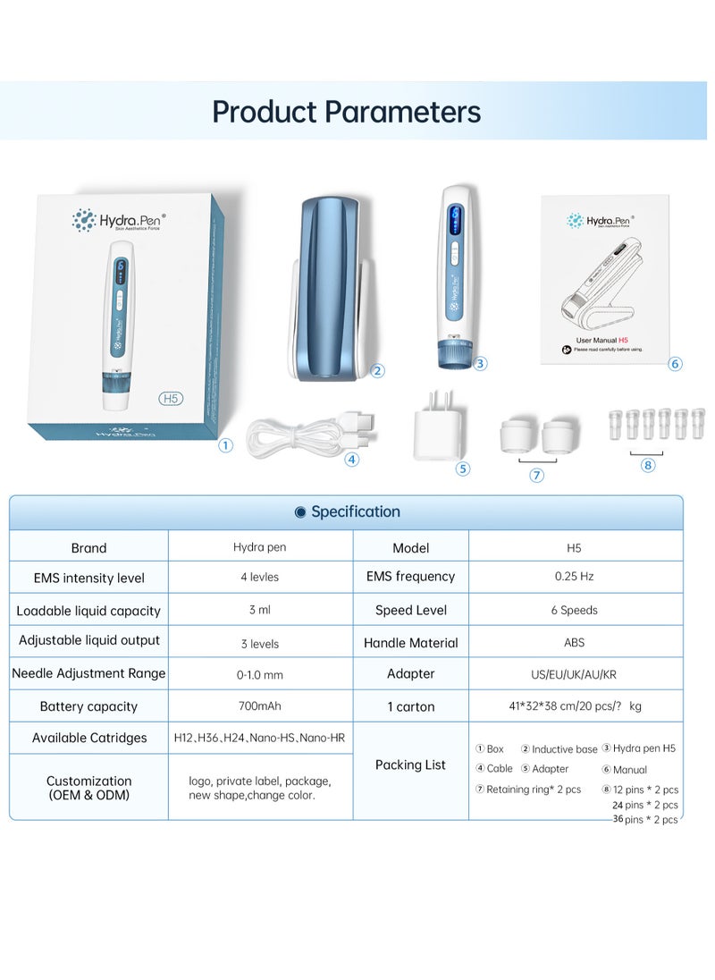 Hydra. Pen Hydra pen H5 Professional EMS Microneedle Dr.pen Pen with 2pcs 12needles 2 pcs 24 needles 2 pcs 36 needles  - Image 4