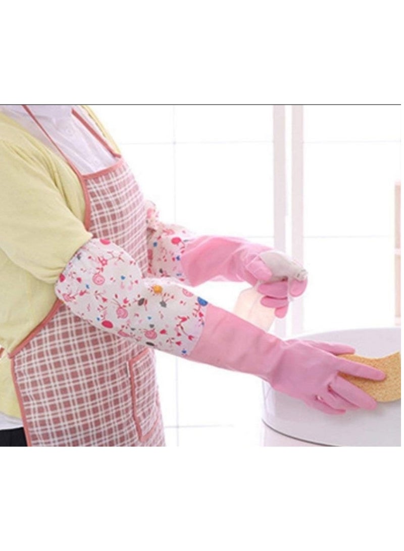 "Pair of Long Sleeve Dishwashing Gloves, Non-Slip Wear-Resistant Latex Rubber Kitchen Gloves, Waterproof Cleaning Gloves to Protect Hands from Washing Dish, Effective Grip Rubber Gloves for Home Use and Kitchen Utensil Cleaning, Multi-Purpose Dishwashing Gloves Multicolor(Random Color Available)  - Image 3