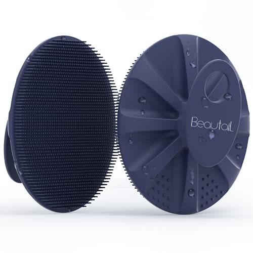 BEAUTAIL Silicone Body Scrubber Shower Bath Wash Brush Gentle Exfoliating Scrub Cleansing Loofah for Women Men Baby Sensitive Skin, Easy to Clean, Lather Nicely, More Hygienic, 1 Pack, Blue - Image 1