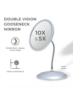 Zadro Double Vision™ Gooseneck Vanity/Wall Mount Mirror 5X/10X Magnification, Made in the USA  - Image 2