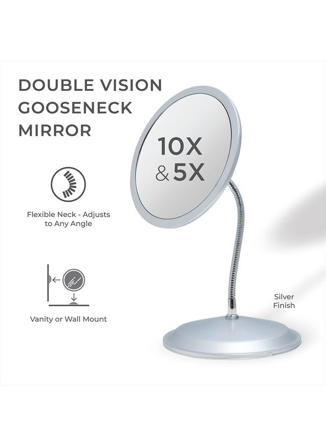 Zadro Double Vision™ Gooseneck Vanity/Wall Mount Mirror 5X/10X Magnification, Made in the USA  - Image 2