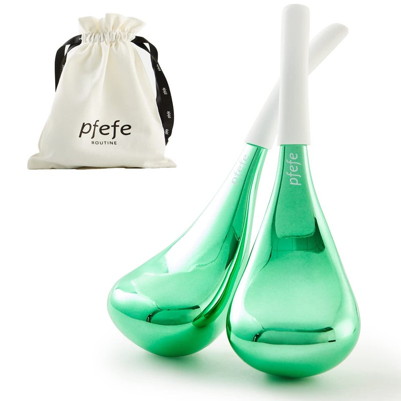Pfefe Cryo Sticks for Face Ice Globes Cryo Globes for Facials Esthetician Supplies Gifts Unbreakable Stainless Steel Ice Roller Cooling Spa Balls with Storage Case