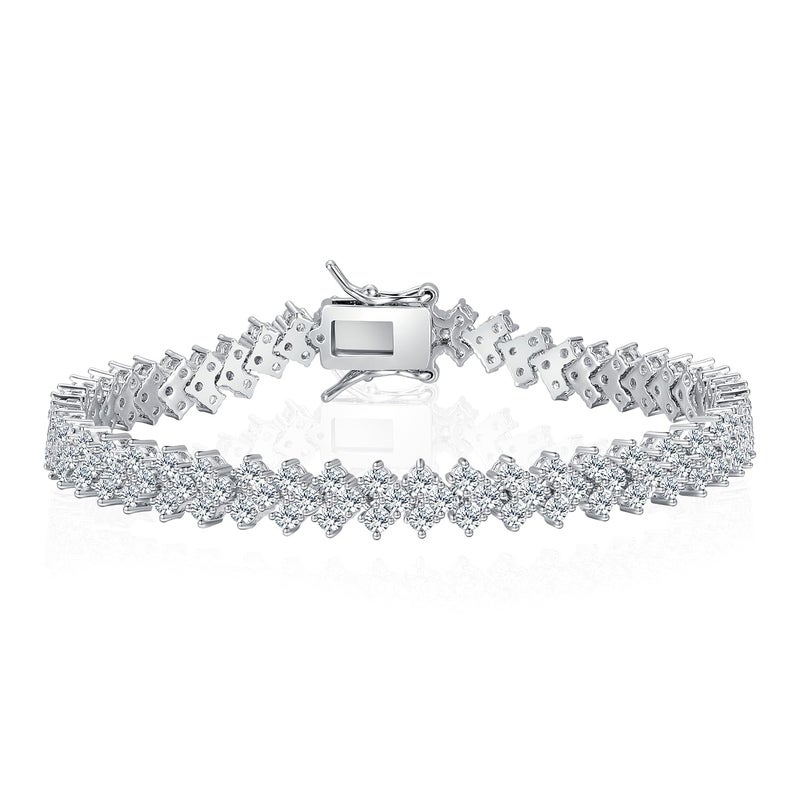Gemsme Tennis Bracelet for Women 18K White Gold Plated Hypoallergenic 5A+ Cubic Zirconia Bracelets Wedding Party Prom 6.5 Inch - Image 1