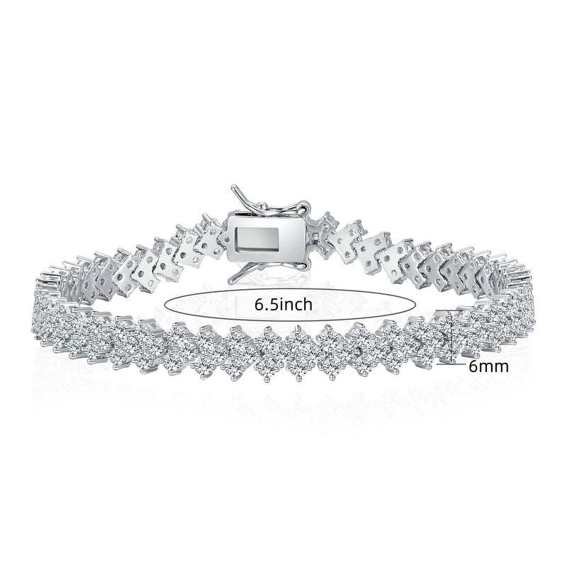 Gemsme Tennis Bracelet for Women 18K White Gold Plated Hypoallergenic 5A+ Cubic Zirconia Bracelets Wedding Party Prom 6.5 Inch - Image 2