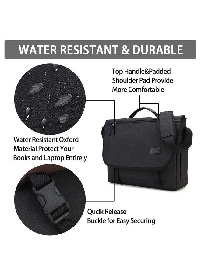 RAVUO Messenger Bag for Men, Water Resistant Lightweight Satchel 15.6 Inch Laptop Bags Shoulder Bookbag, 15.6 Inch-black, One Size, - Image 3