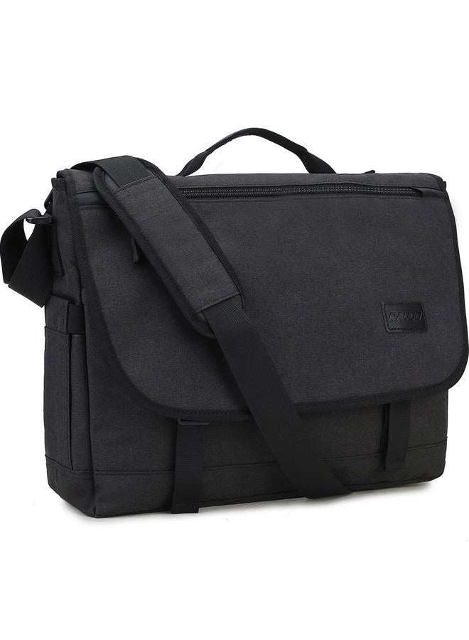 RAVUO Messenger Bag for Men, Water Resistant Lightweight Satchel 15.6 Inch Laptop Bags Shoulder Bookbag, 15.6 Inch-black, One Size, - Image 1