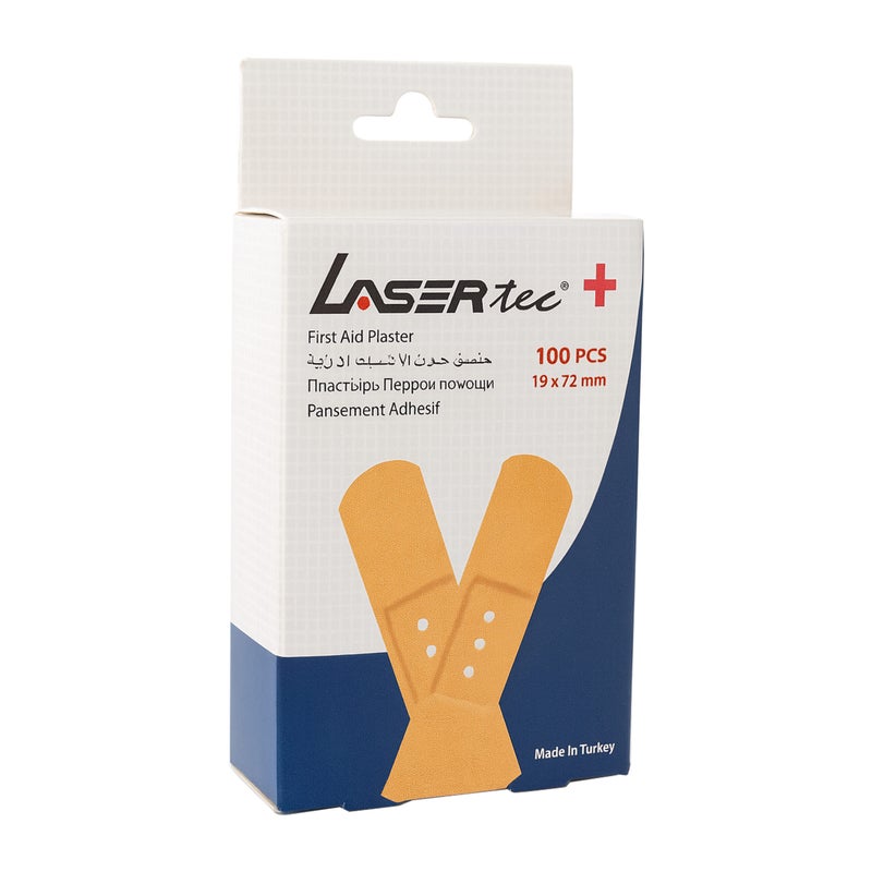 Lasertec L8101 Mixed-Size Fabric Adhesive Plasters 19×72mm & 19×38mm – 100-Piece Box