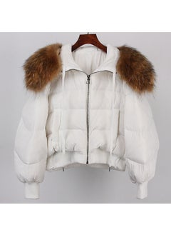 Fashionable High-End Duck Down Jacket White + primary wool