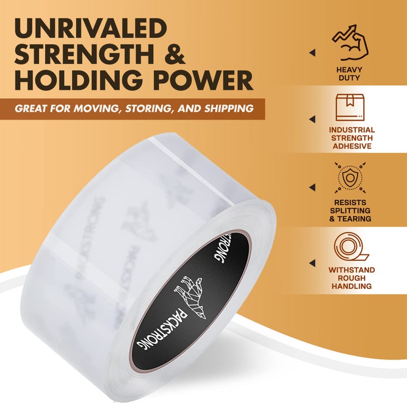 Packstrong Industrial Grade Clear Packing Tape 6 Rolls - 110 Yards per Roll - 3" Wide x 2.0 mil Thick, Acrylic Adhesive Heavy Duty Tape for Box Office Moving Packaging Shipping - Image 2