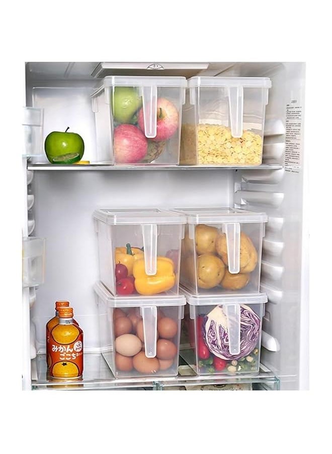 HOOKOR Large Fridge Organizer Food Storage Containers Stackable Refrigerator Organizer Bins with Lids Clear Plastic Organizer Square Produce Saver for Fruits,Vegetable,Meat(Set of 4 Pack)  - Image 3