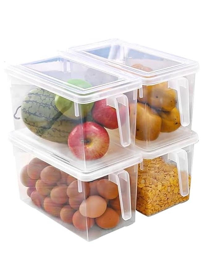 HOOKOR Large Fridge Organizer Food Storage Containers Stackable Refrigerator Organizer Bins with Lids Clear Plastic Organizer Square Produce Saver for Fruits,Vegetable,Meat(Set of 4 Pack)  - Image 1