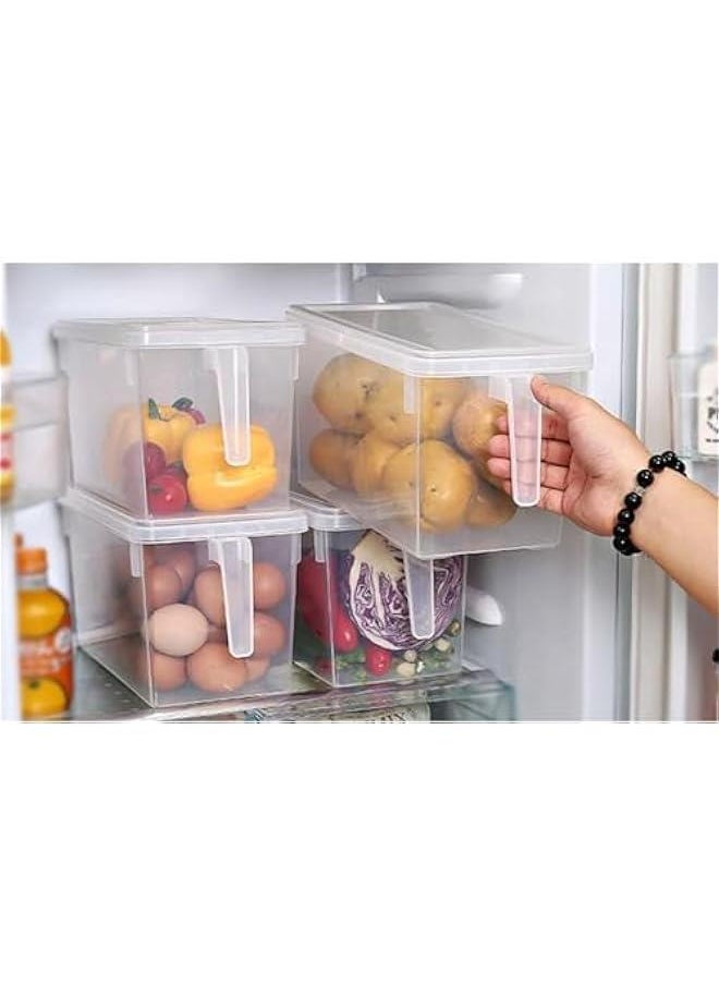 HOOKOR Large Fridge Organizer Food Storage Containers Stackable Refrigerator Organizer Bins with Lids Clear Plastic Organizer Square Produce Saver for Fruits,Vegetable,Meat(Set of 4 Pack)  - Image 4