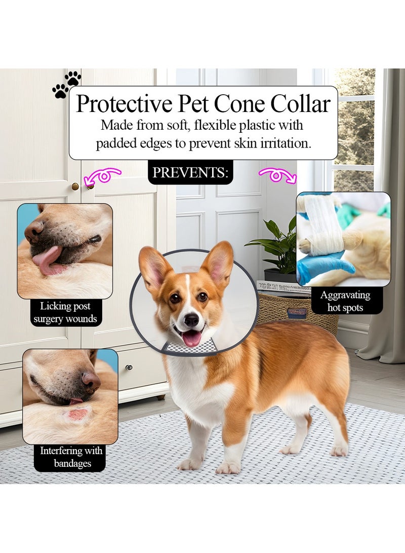 NNC PETS Pet cone collar with Transparent plastic, Soft surface, Comfortable, anti-Scratch and Bite, Adjustable Elizabethan Collar with Hook and Loop, 68 cm Recovery cone with Black trim (Black) - Image 5