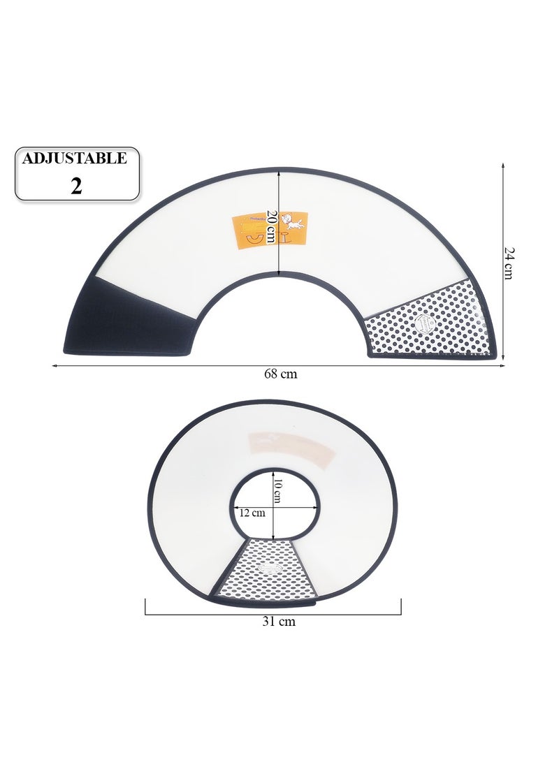 NNC PETS Pet cone collar with Transparent plastic, Soft surface, Comfortable, anti-Scratch and Bite, Adjustable Elizabethan Collar with Hook and Loop, 68 cm Recovery cone with Black trim (Black) - Image 2
