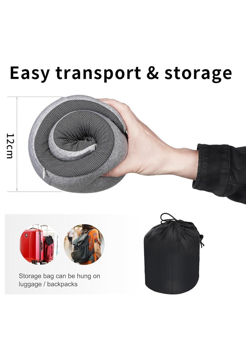 Travel Neck Pillow, Memory Foam Travel Pillow with Eye Masks and Earplugs for Airplanes, Car and Travel for Sleeping Rest(Grey)