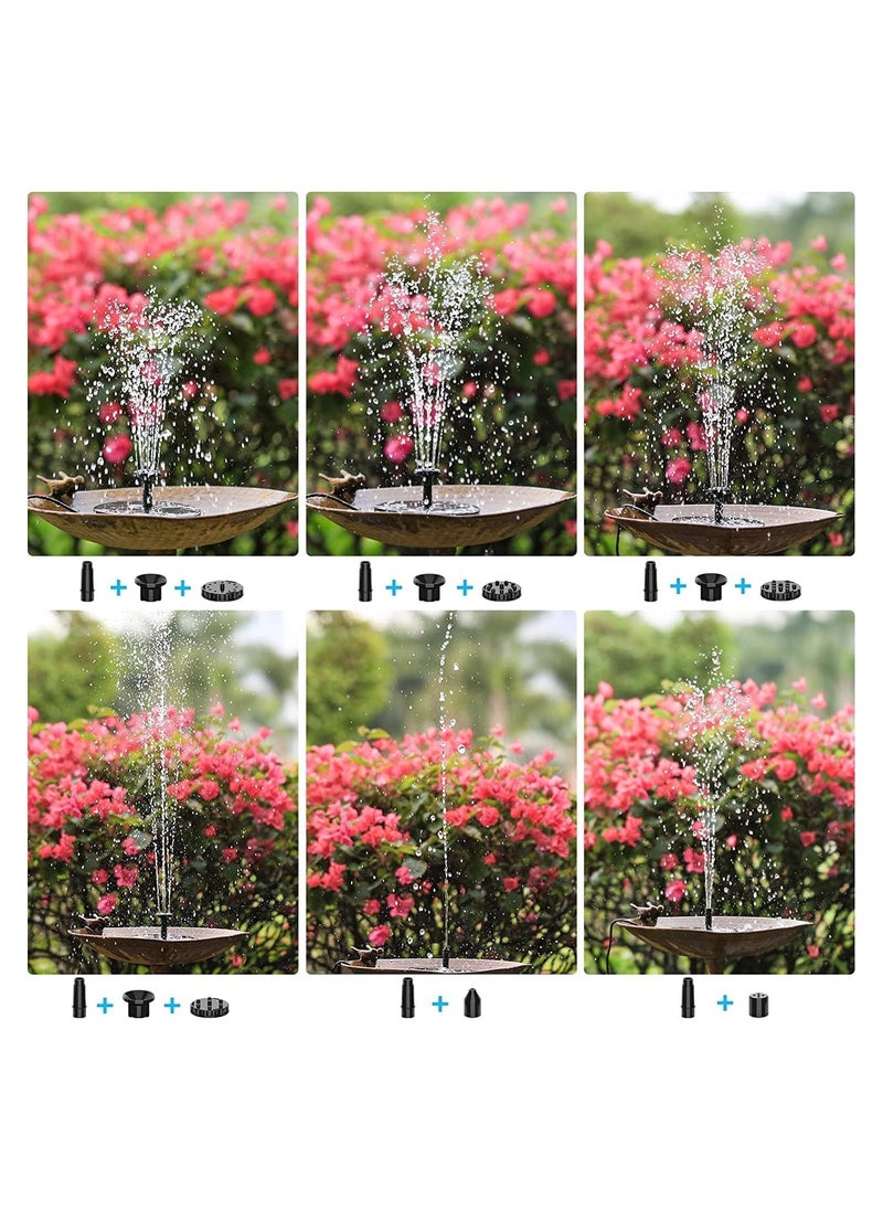 Generic - Solar Fountain Pump with Panel 6.5W Solar Water Pump Floating Fountain Built-in 1500mAh Battery with 6 Nozzles for Bird Bath Fish Tank Pond Garden Patio Decoration Solar Aerator Pump - Image 1