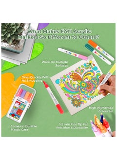 FATI ACCESSORIES Fati Color Pen Acrylic Markers Set of 12 Water Based Permanent Drawing Markers for Rock Art, Glass, Wood, Pottery, Stone, Paper, Fabric, Crafts, School Projects  - Image 4