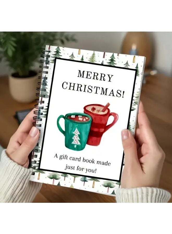 Christmas Gift Card Holder Book With Decorative Cover Blank Pages Holiday Phrases - Image 1