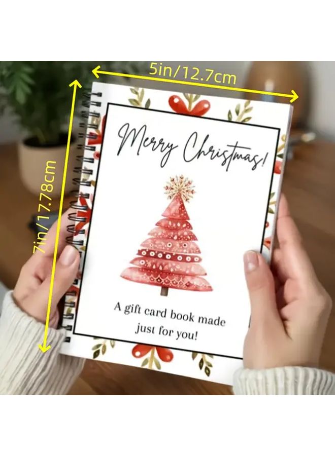 Christmas Gift Card Holder Book With Decorative Cover Blank Pages Holiday Phrases - Image 3