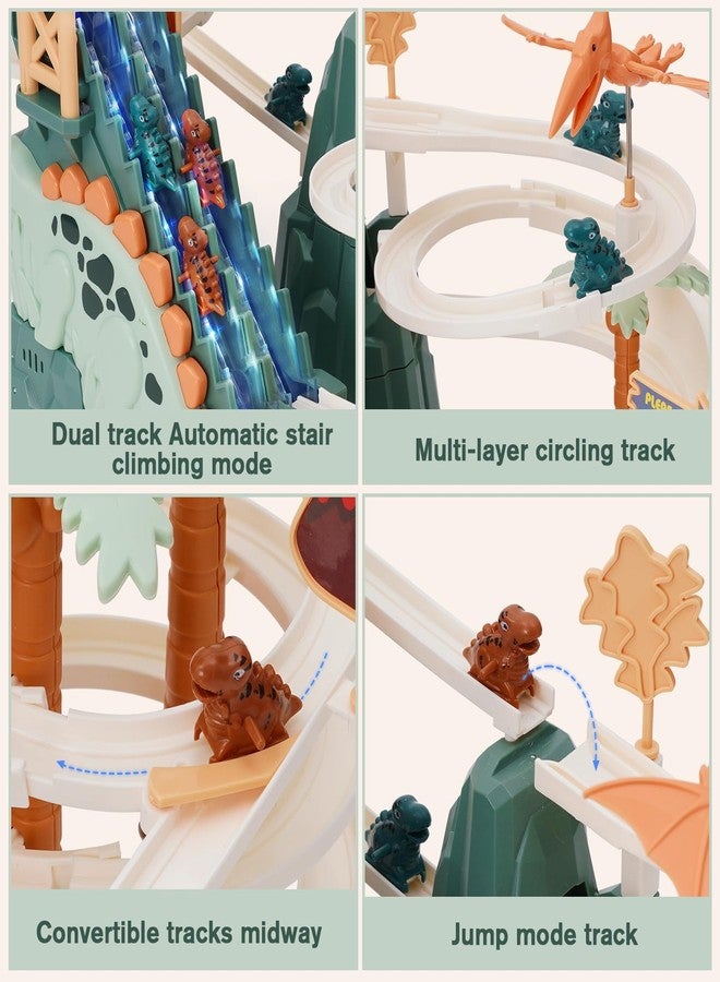 Chidiam Dinosaur Climbing Stairs Toy Orbit Chasing Race Track Game Set Roller Coaster Toy Double Loop Track Slide Toys with Music Light Educational Playsets Gift for Toddler Kids Boys Girls Age 3+ - Image 4