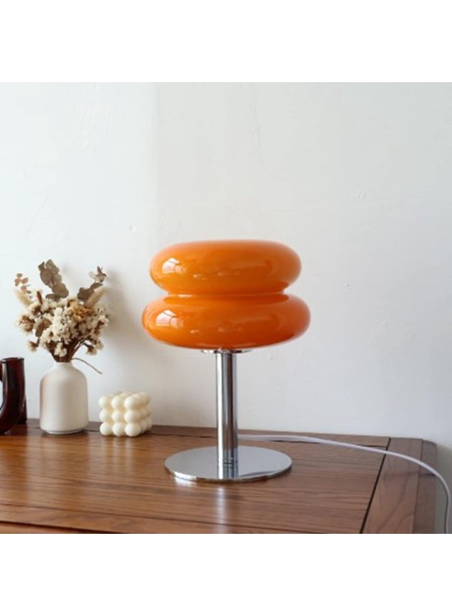 Mid Century Modern Mushroom Table Lamp - PC plastic Dimmable Retro Orange Egg Tart Bedside Lamp for Bedroom & Nightstand - Image 3