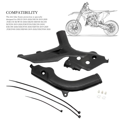 ABCERRSI Motorcycle Frame Guard,Dirt Bike Frame Guard Plastic Protection Cover for EXC 300 SX SXF 2019 2020 EXC EXCF 125-500(Black) - Image 5