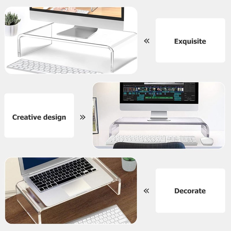 Thickened Acrylic Monitor Riser Laptop Stand Small Size For Ergonomic Desk Setup - Image 4
