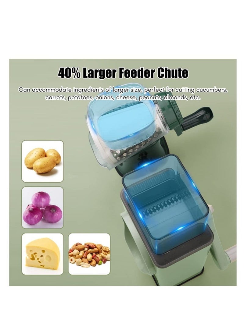 Raxoom Multifunctional Vegetable Cutter Chopper Rotary Cheese Grater 3-in-1 Shredder Slicer Grinder Salad Maker Machine with Stainless Steel Roller Blades for Vegetable Fruit Nut - Image 3
