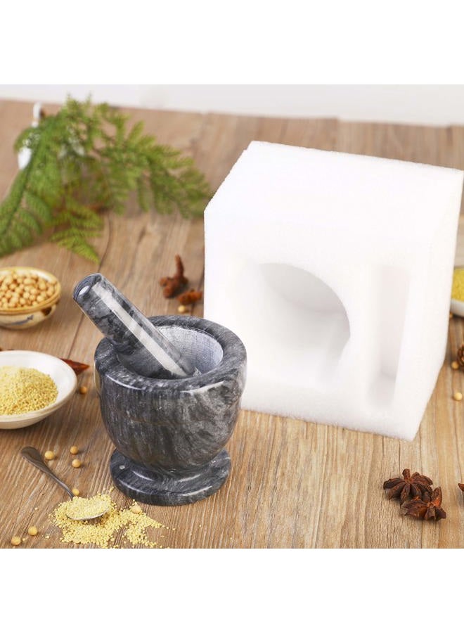SIPARUI Mortar and Pestle Marble Set for Spices Pestos Seasonings Pastes Guacamole Bowl Herb Grinder Easy to Clean Included:Silicone Mat,Brush,Stainless Steel Spoon 4.33inch(Small,Black Gray) - Image 4