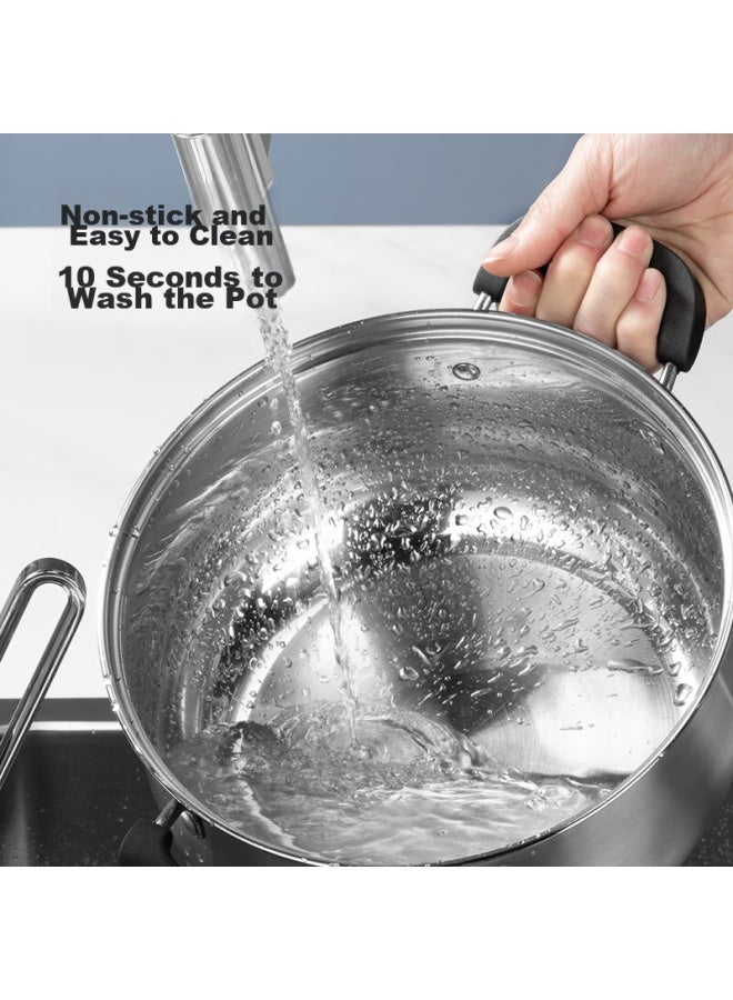 COOKER KING تشوي دا هوانغ، وعاء حليب صغير سميك من الفولاذ المقاوم للصدأ 304، بقطر 20 سم، بدون طلاء، لطهي المعكرونة، وتخزين الحساء، متوافق مع موقد الغاز وموقد الحث - Image 5