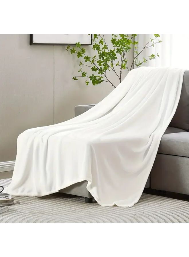 Soft Cozy Plush Fleece Throw Blanket White 78 74 X 90 55 Inch Solid Shag Minky Lightweight Fuzzy Flannel Blanket For Bedroom Luxury Washable Warm Velvet Blanket For Couch Sofa Pet Breathable - Image 2