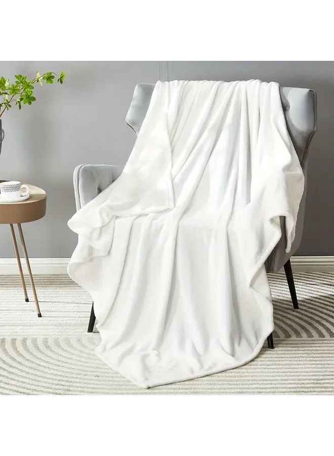 Soft Cozy Plush Fleece Throw Blanket White 78 74 X 90 55 Inch Solid Shag Minky Lightweight Fuzzy Flannel Blanket For Bedroom Luxury Washable Warm Velvet Blanket For Couch Sofa Pet Breathable - Image 1