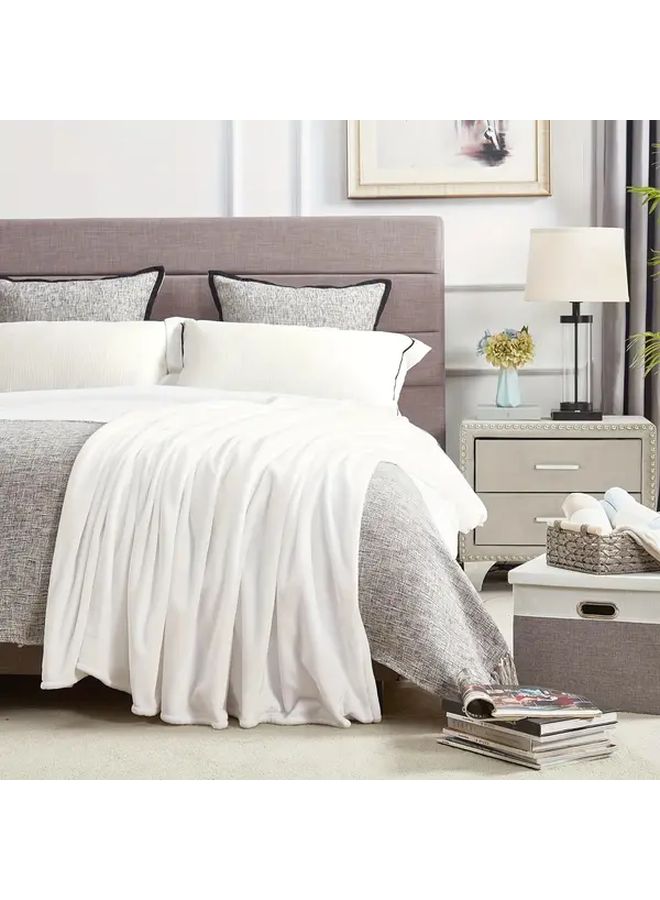 Soft Cozy Plush Fleece Throw Blanket White 78 74 X 90 55 Inch Solid Shag Minky Lightweight Fuzzy Flannel Blanket For Bedroom Luxury Washable Warm Velvet Blanket For Couch Sofa Pet Breathable - Image 5