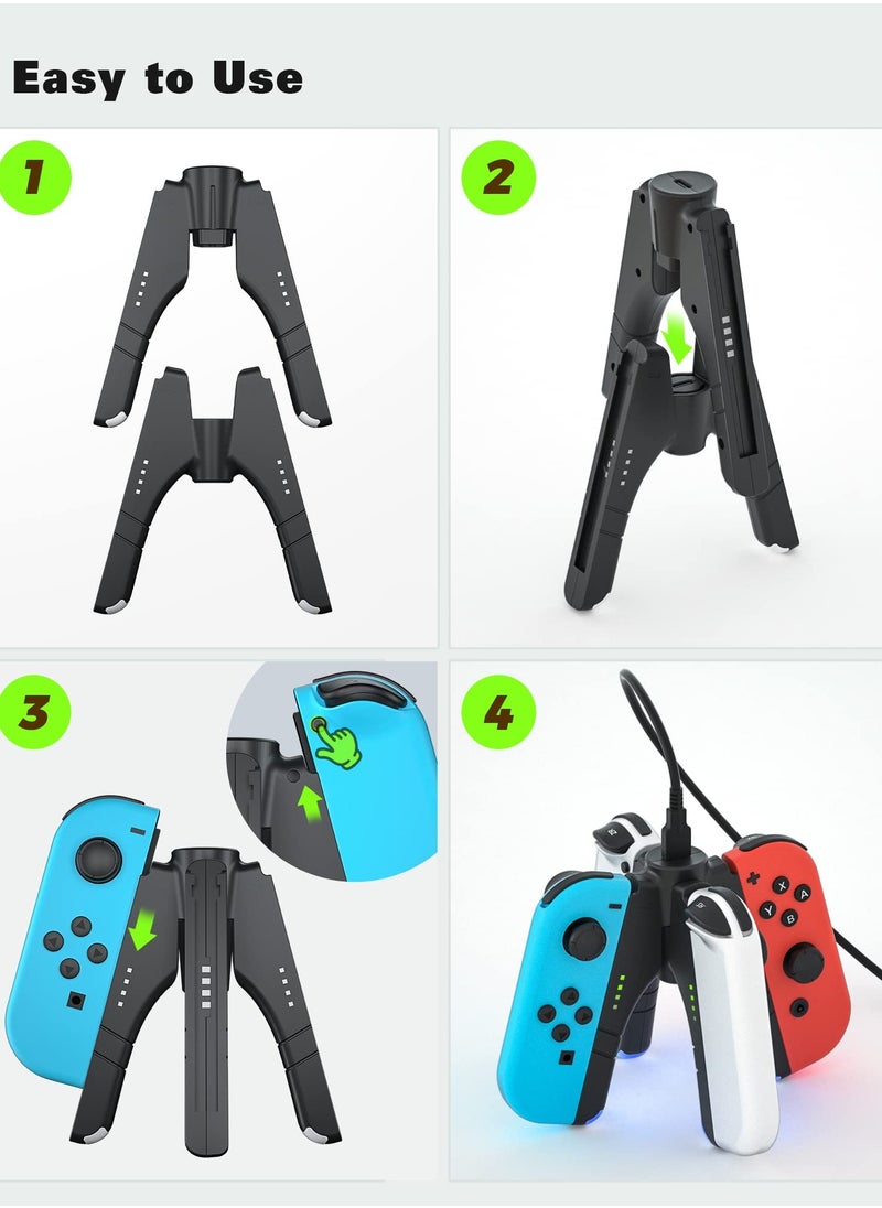 Generic - 4 in 1 Joycon Charger Grip for Nintendo Switch / OLED, Joy-Con Charging / Comfort Grip / Storage, Controller Holder for Switch Joycon / 3rd Party Joypad - Image 1
