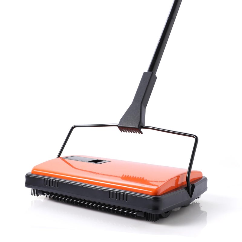 CLEANHOME Manual Carpet Sweeper for Pet Hair - Rotating Brush Floor Sweeper, Lightweight Push Broom for Classroom Rugs, Non-Electric Lint & Crumb Cleaner, Easy-Dump Dustbin, No Batteries Needed - Image 2