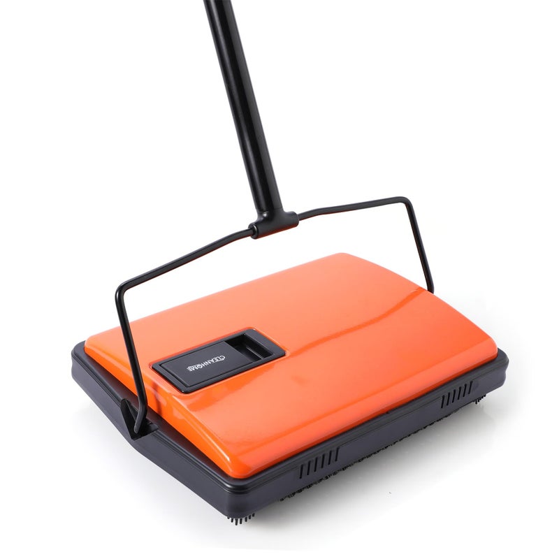 CLEANHOME Manual Carpet Sweeper for Pet Hair - Rotating Brush Floor Sweeper, Lightweight Push Broom for Classroom Rugs, Non-Electric Lint & Crumb Cleaner, Easy-Dump Dustbin, No Batteries Needed - Image 1