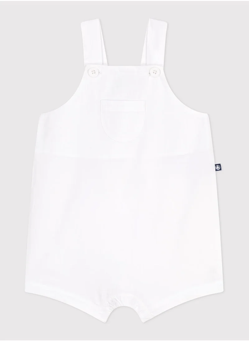 Petit Bateau Babies' short-legged plain cotton dungarees