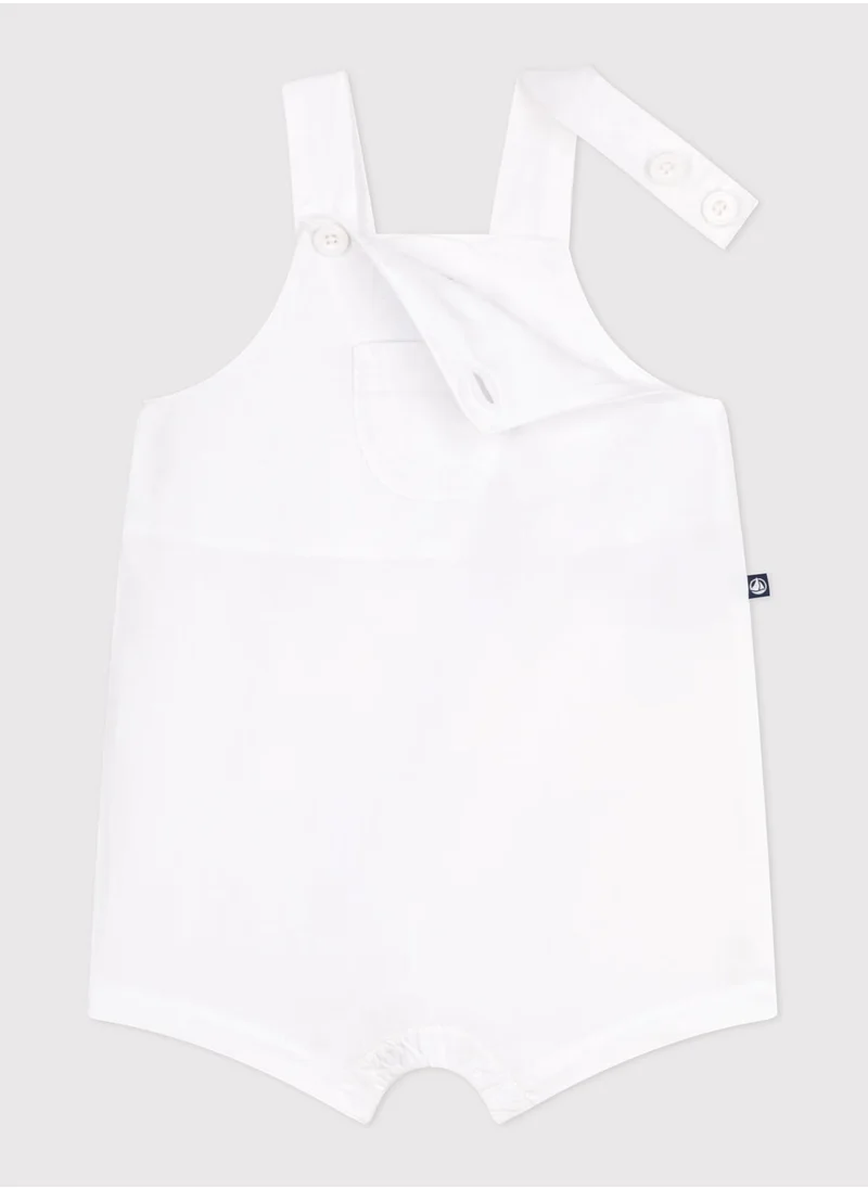 Petit Bateau Babies' short-legged plain cotton dungarees