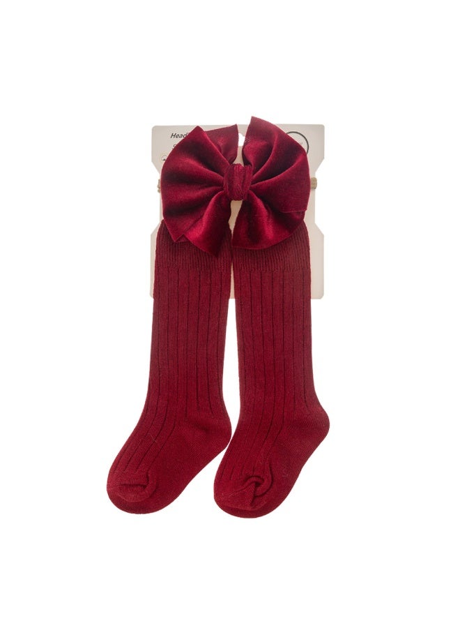 D'Daniela Mikha Socks & Ribbon Bow Set For Babies and Girls - Rosy Red - Image 2