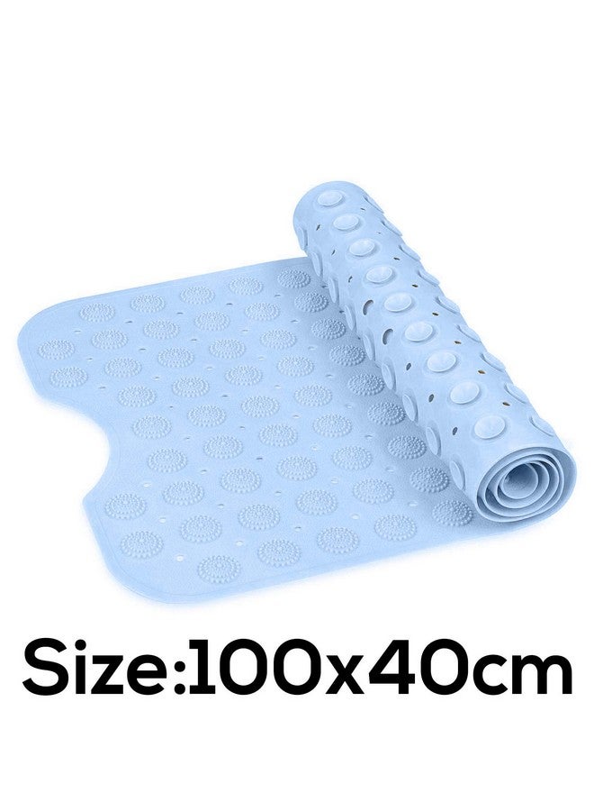 Lifekrafts Anti-Slip PVC Bathroom Shower Bath Mat (Blue, Accu-Pebble, 100x40 cm) - Image 2