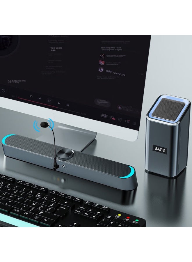 SADA مكبرات صوت كمبيوتر مكتبي مع ميكروفون، سماعات رأس، مكبرات صوت ميني منزلية، سوب ووفر مستقل طويل، سلكي D-238 - Image 2