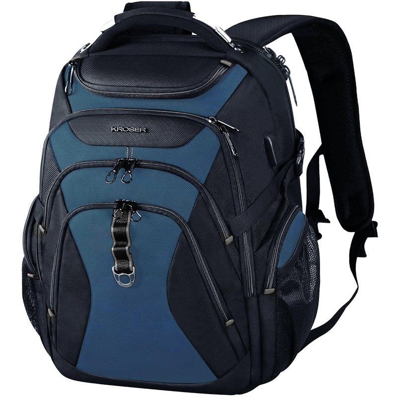 KROSER Travel Laptop Backpack 18.4 Inch XXXL Gaming Backpack with Hard Shell Saferoom RFID Pockets Water-Repellent Business College Daypack Stylish Laptop Bag for Men/Women-Black Haze Blue - Image 1