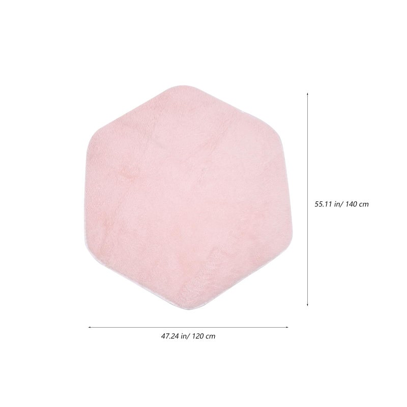 Hexagon Plush Velvet Play Tent Mat Pink Cushion Pad Soft Nursery Rug Indoor Playhouse - Image 3